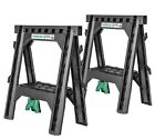 115445 Hitachi Folding Sawhorses Heavy Duty Stand Sawbucks Lb 754005154458