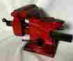 13-633-1 Scout Vintage Red 4 Jaws Bench Vise With Swivel Base 2 Made In U.s.a