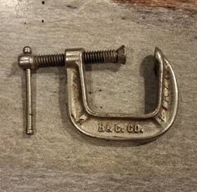 B.&g. Co. No.141-1 B.&g. Co. Metal C-clamp 1 In Jaw Size Silver Piece Vintage Mid 1900s