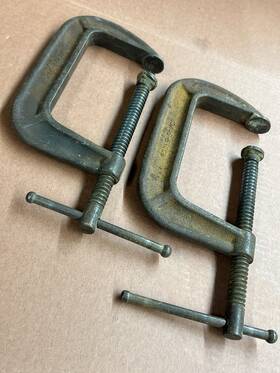 145-5 Brink & Cotton 2 And 5 Inch C Clamps - Vintage Heavy Duty Clamp Made In Usa