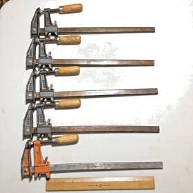 3701-3703 Craftsaman & Jorgensen Lot Of 5 Craftsman And Wood Handle Sliding Clamp Bar Set Usa