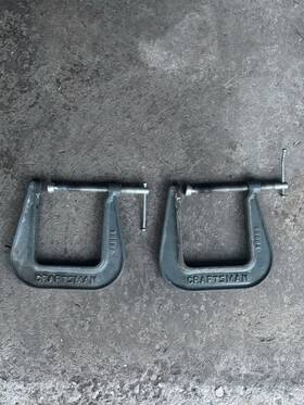38684 Craftsman Metal C-clamps 6in Jaw Size Gray 2-piece Set Lot Of 2