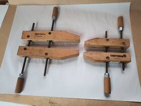66639-66636 Craftsman Vintage Sears Roebuck 14 Inch And 10 Adjustable Wooden Clamps 66639 66636