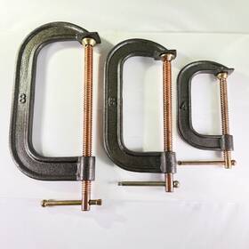 60691979 Gibraltar 3 Vintage Heavy Duty C-clamp Set 4 Inch 6 8 Taiwan Copper Plated Screws Welding
