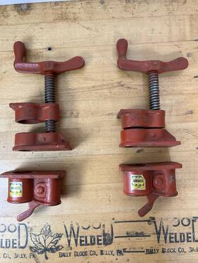 65840 Globemaster 2 Sets Of Vintage 3/4 Inch Pipe Clamps - Made In Spain