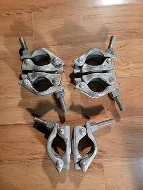 En74 Grip Double Coupler Steel Pipe Clip Scaffolding Clamp Movie Set Lot Of 3