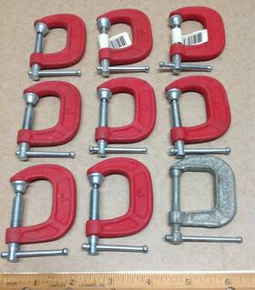 Husky 811187011969 Lot Of 8 Red 1 Inch C Clamps And Other Clamp Woodworking Garage Shop Tools