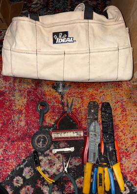 35-534 Ideal Industries Electricians Carrier Natural Canvas Tool Bag With Tools
