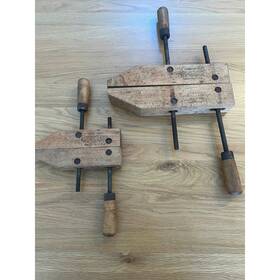 H101 Jorgensen Vintage Wood Handled Woodworking Clamps Set Of 2