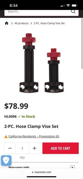 Hl0096 Mac Tools 2 Pc Hoes Clamp Set Item#