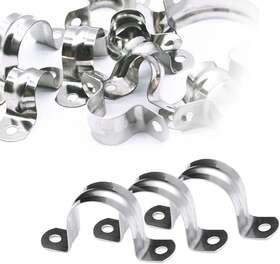 02300 Saad And Sons Bearhill Electrics Products M40 1 1/2 Inch Stainless Steel Rigid Pipe Hole Strap With 2 Holes Cable U