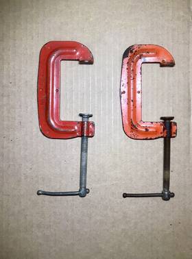4h4845 Stanley 2 Vintage Western Auto Tool And Tools Handyman C Clamp 3 Inch Clamps C-clamp