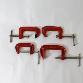 H152 Stanley Lot Of 4 C Clamps Heavy Duty Steel 3 Inches And 2