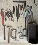 Vintage Tool Pliers Wrench Irwin Screwdriver Craftsman Clamp Wood Box. Fixed Price $100.00.