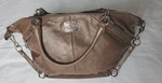 Vintage Coach Brown Leather Shoulder Bag Satchel Silver Hardware 17". Fixed Price $148.00.