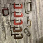 (9) Vintage Stanley Handyman C-clamp No. H152 3 Inch Set Of + Others. Fixed Price $30.00.