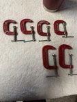 Lot Of 6 Red Husky Clamps, 4-1 2-3. Fixed Price $17.00.