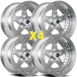 Polish Centerline Telstar 15X7 15X8 Staggered Dragstar 5X4.75 Mag Wheels. Fixed Price $1130.00.