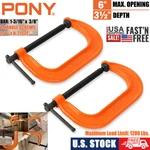Pony 6-INCH C-clamp 2-PACK Set Clamps 1200LBS Load Heavy Duty For Woodworking. Fixed Price $27.99.