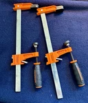 Pair Of Jorgensen #37LD1 Sliding Orange Bar Clamps - About 1' Each. Fixed Price $35.00.