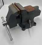 Vintage 4 Inch Jaw Bench Vise Swivel Base With Built-in Anvil Surface. Fixed Price $125.00.