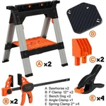 Pony 2-PACK Clamping Sawhorses 1200 Lbs Load Capacity 30-3/4" W/12 F Clamps. Fixed Price $165.99.