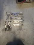 Lot Of Vise Grip Husky Stanley Great Neck Locking Pliers. Fixed Price $50.00.