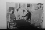 (1) B&w Press Photo Negative Work Shop Wooden Clamps Man Speaking Women T5766. Fixed Price $8.95.
