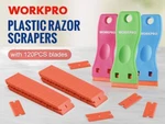 Workpro 3-PIECE Plastic Razor Scraper With 120 Pcs. Fixed Price $15.99.