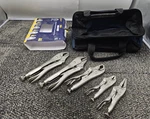 5-PIECE Irwin 2077704 Vise Grip Locking Pliers Assembly Canvas Tool Tote Bag. Fixed Price $80.99.