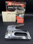 Vintage Arrow Heavy Duty Hand Staple Gun Tacker Model T-50 W/orig Box Works Good. Fixed Price $19.99.