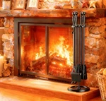 Fireplace Tools Set 5 Pieces Wrought Iron Pit Poker Holder 31"H (black). Fixed Price $65.09.
