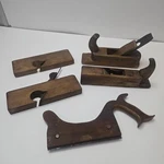 Vintage 5 Wood Retro Carpenter Molding Plane Stair Saw Tools. Fixed Price $19.95.
