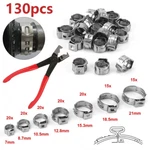 130X Assorted Hose Clamp Stainless Steel Ear Cinch Rings Crimp Pinch Set Pliers. Fixed Price $25.99.
