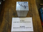 Aluminum Aircraft Grade Stock, 7" X 4" 3 1/2" 2014A Ali, Aloy. Fixed Price $87.01.
