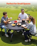 Outdoor Patio Dining Table, 47 Inch Round Metal Steel Slat Backyard Bistro. Fixed Price $228.13.