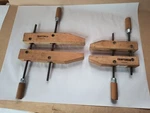 Vintage Sears Roebuck Craftsman 14" & 10" Adjustable Wooden Clamps 66639 66636. Fixed Price $68.00.