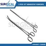 Pcs Set 12" Straight + Curved Hemostat Forceps Locking Clamps German Grade. Fixed Price $14.99.
