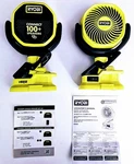 Ryobi 18V 4" Clamp Fan PCF02B & Verse Speaker PCL615B Set (tool Only). Fixed Price $69.88.