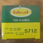 10 Piece Ideal Hose/pipe Clamps 5712. Fixed Price $8.99.