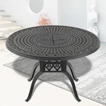 47.24" Round Cast Aluminum Outdoor Patio Dining Table Backyard W/ Umbrella Hole. Fixed Price $449.99.