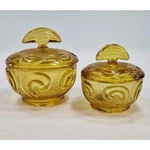 Two Rutland Glass Art Deco Orange Amber Brown Dressing Table Set Storage Jars. Fixed Price $33.81.