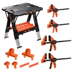 Pony Portable Folding 2-IN-1 Sawhorse Workbench 4PC Clamp&bench Dog. Fixed Price $169.99.