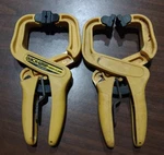 Quick Grip Hand Clamp Curved Bar Release Wood Used Set Of 2. Fixed Price $25.00.