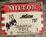Box Of 10 Milton 1/4" Mnpt D-style Plug . Fast, Free Shipping!. Fixed Price $24.99.