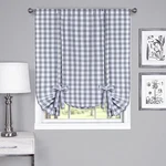 Achim Buffalo Check Tie-up Curtain 42X63 Gray. Fixed Price $17.99.