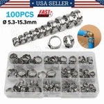 100PCS Assortment Hose Clamps Kit Stainless Steel Ear Cinch Ring Crimp Pinch Set. Fixed Price $18.92.