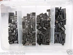 Mini Black Double Barrel Copper Crimps Kit- 100EACH .8MM,1.0MM,1.2MM,1.4MM. Fixed Price $13.99.