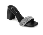Journee Collection Sashaa Block Heel Slide Sandals Black Size 7.5 New In Box. Fixed Price $59.99.