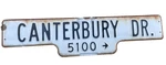 Vintage San Diego Porcelain Street Sign Canterbury Dr. / 5100 Right Arrow. Fixed Price $85.00.